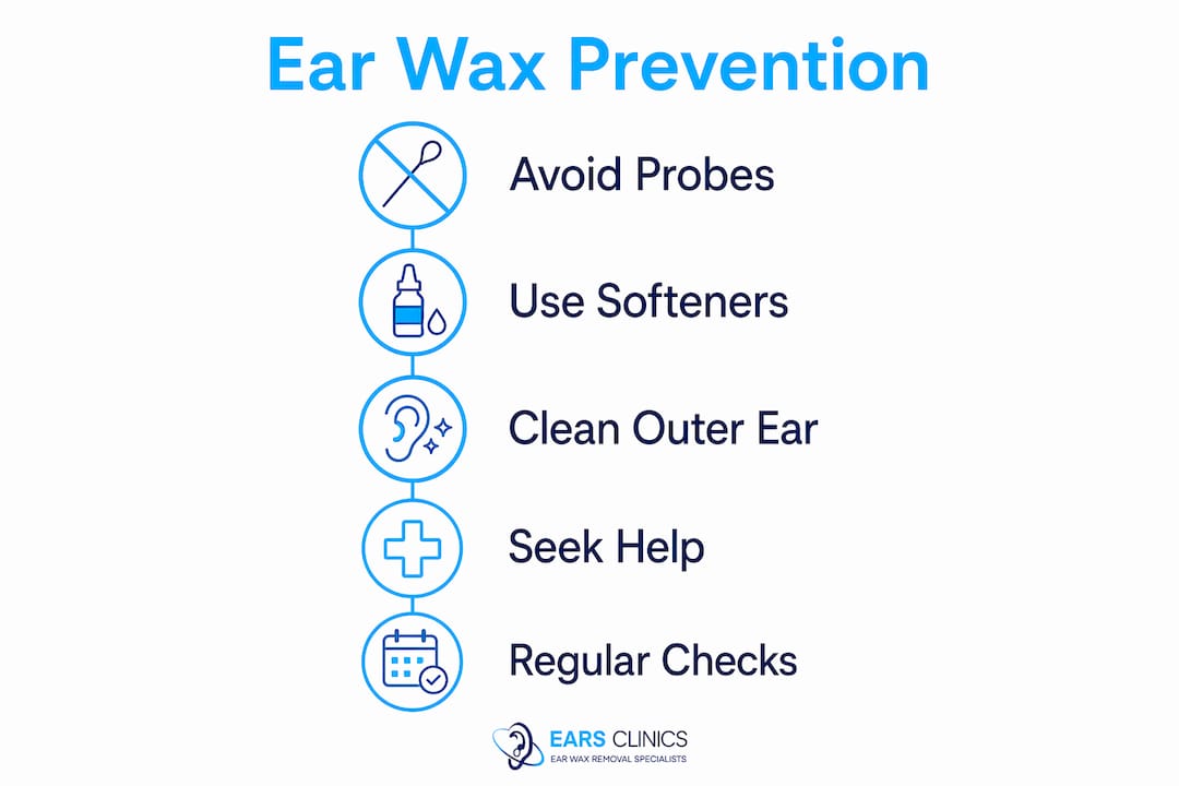 Infographic detailing steps to prevent ear wax buildup