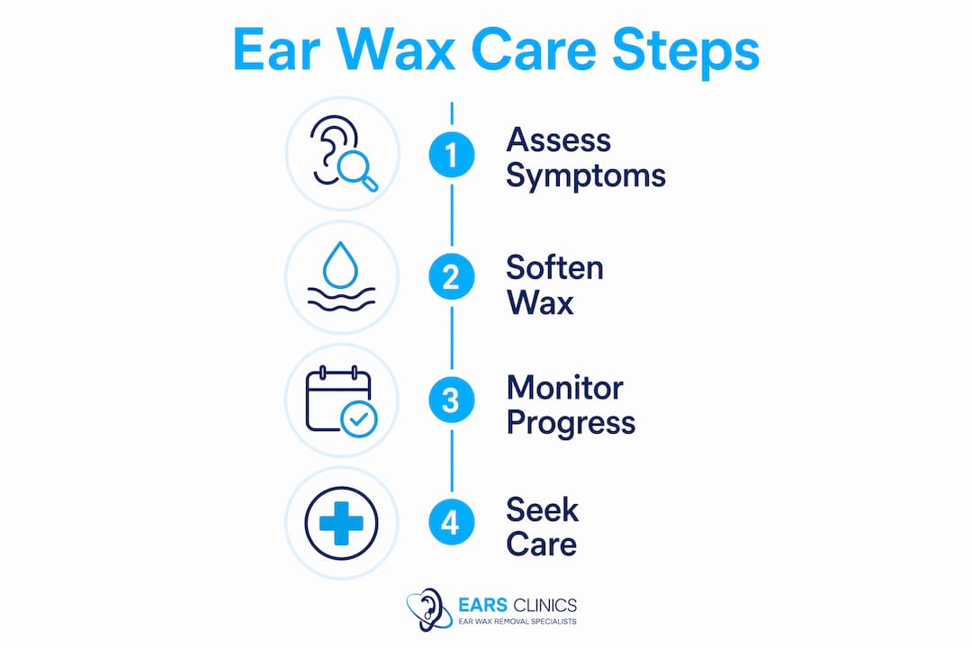 Infographic showing step-by-step ear wax care process