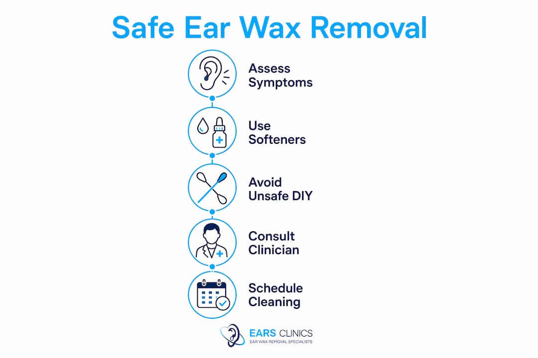 Infographic showing safe ear wax removal steps