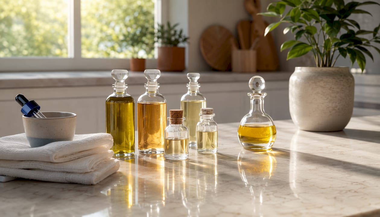 Bottles of oils used for safe ear wax removal