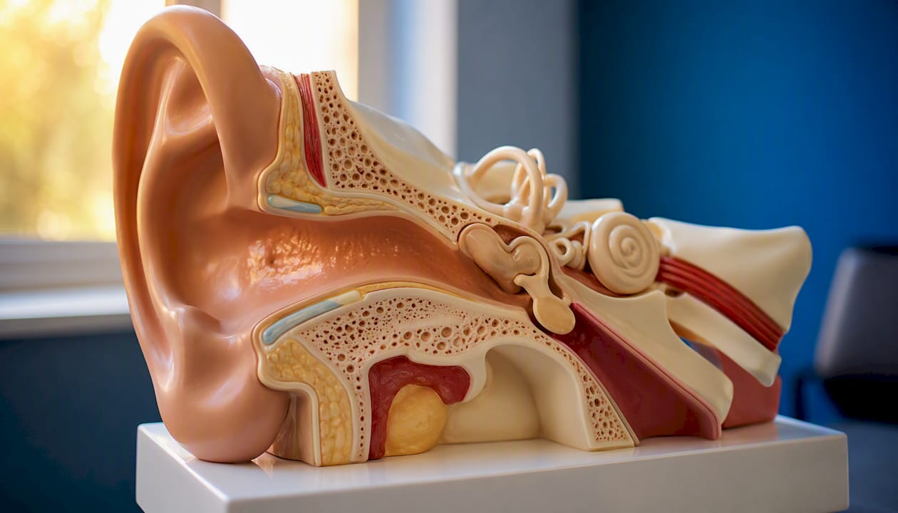 Model of ear canal anatomy close-up