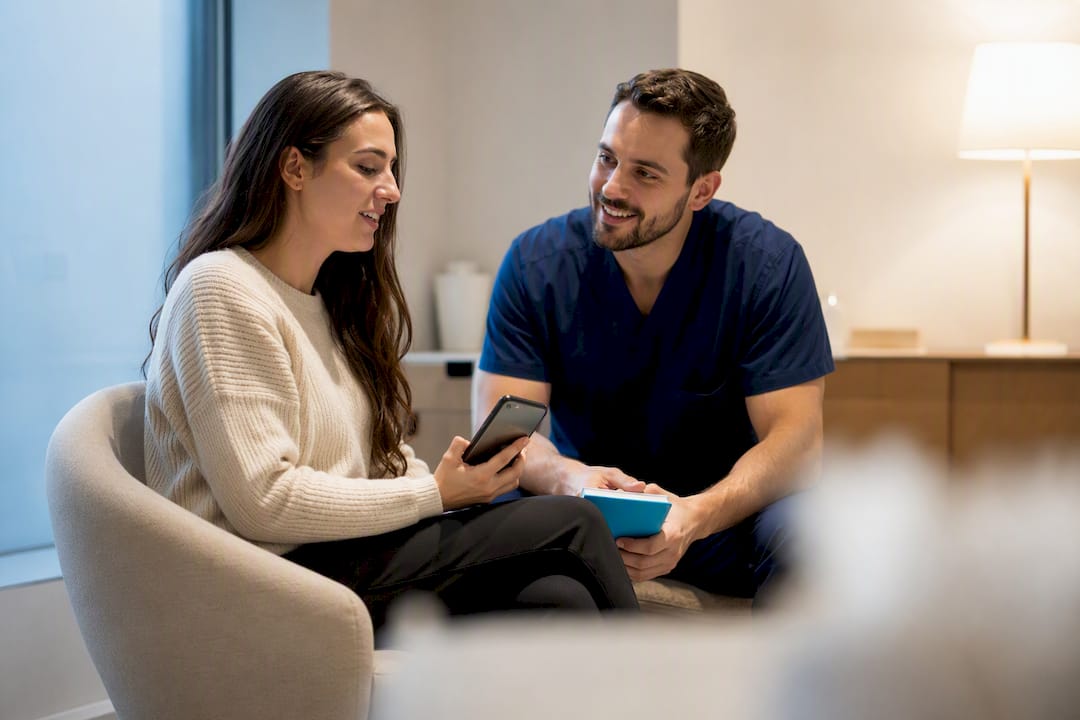 Patient discussing ear wax claim options
