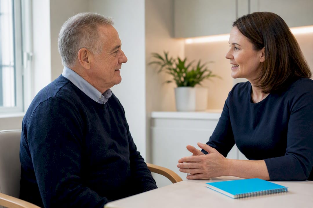 Patient discussing diabetic ear care with practitioner