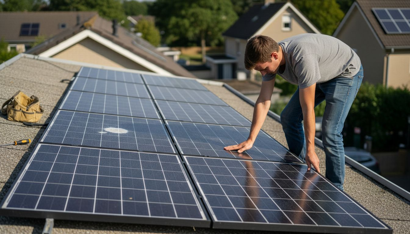 Zonnepanelen die liggen te bakken op het dak tijdens een hete zomerdag