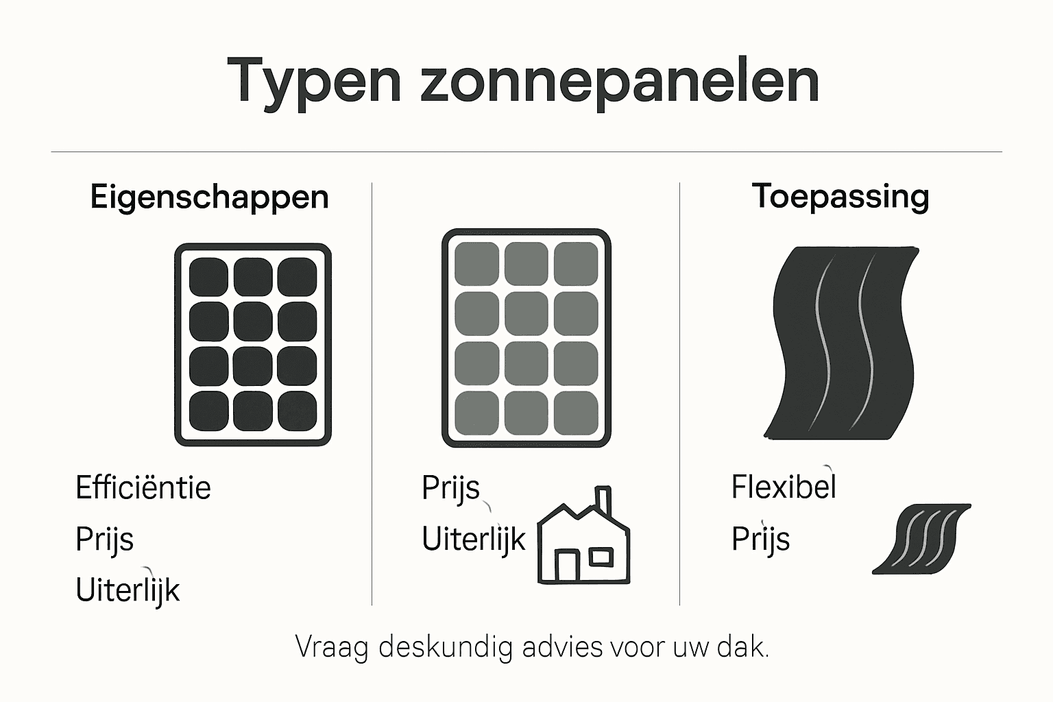 In één oogopslag de verschillende soorten zonnepanelen op een rijtje