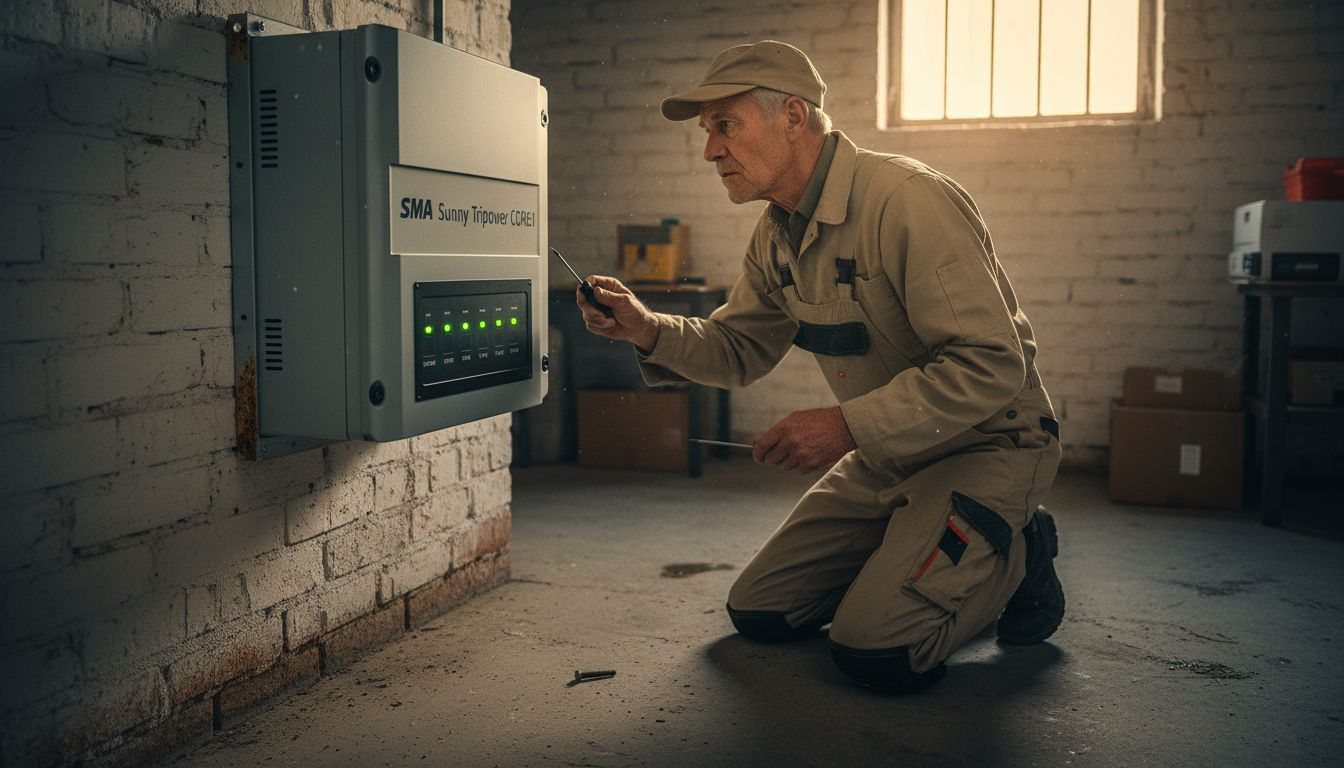 Een stringomvormer geïnstalleerd in de kelder van een Vlaamse woning