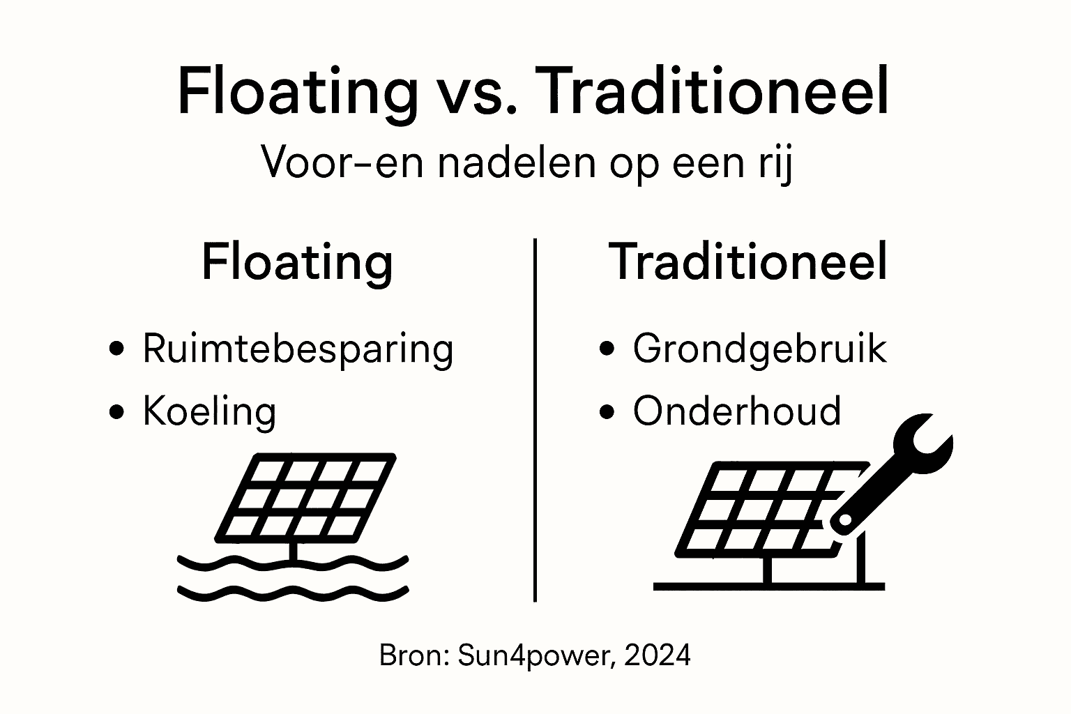 Infographic: De voordelen van drijvende zonnepanelen ten opzichte van traditionele systemen