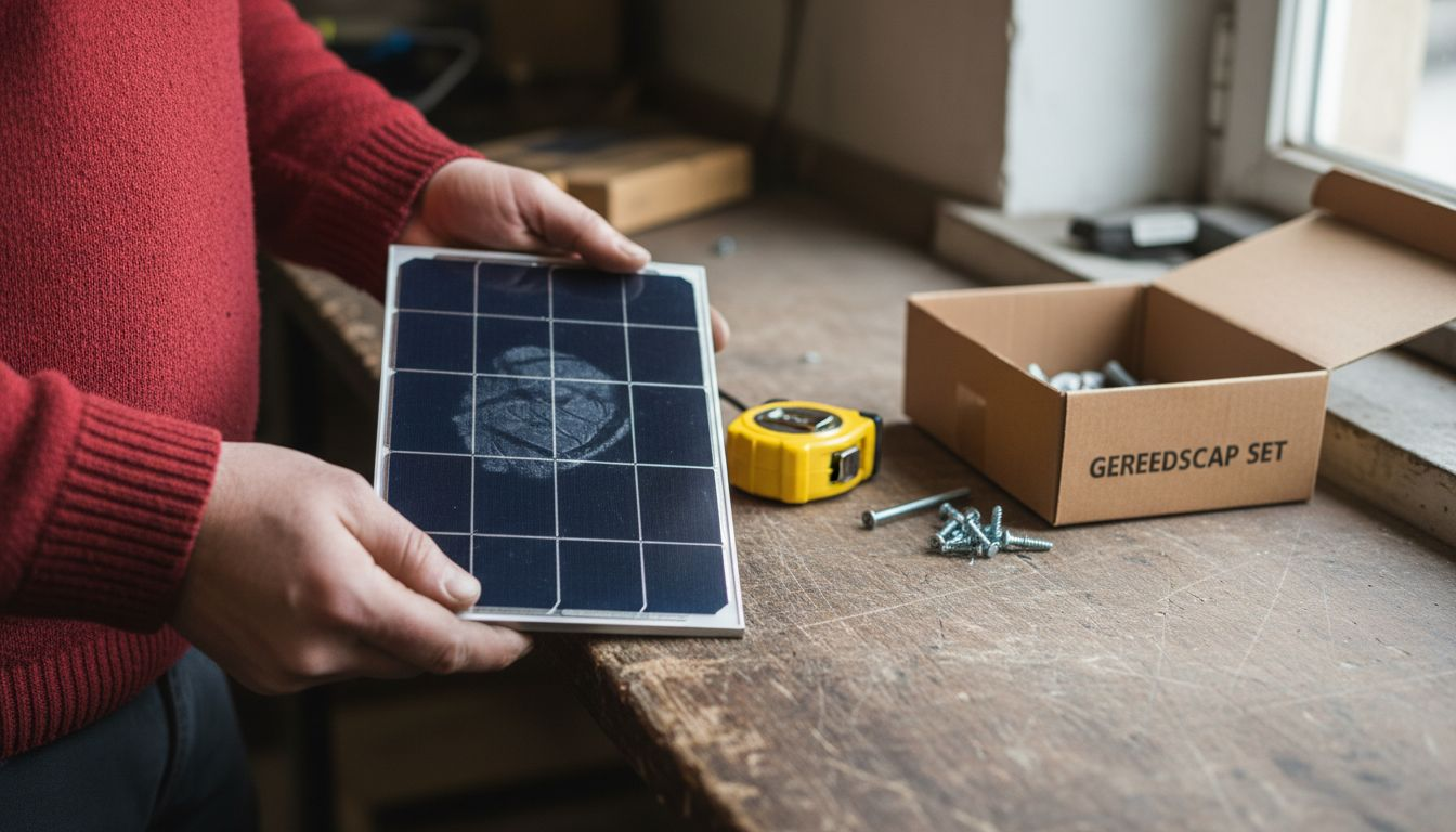 Een monokristallijne zonnecel van dichtbij gefotografeerd op een werkbank