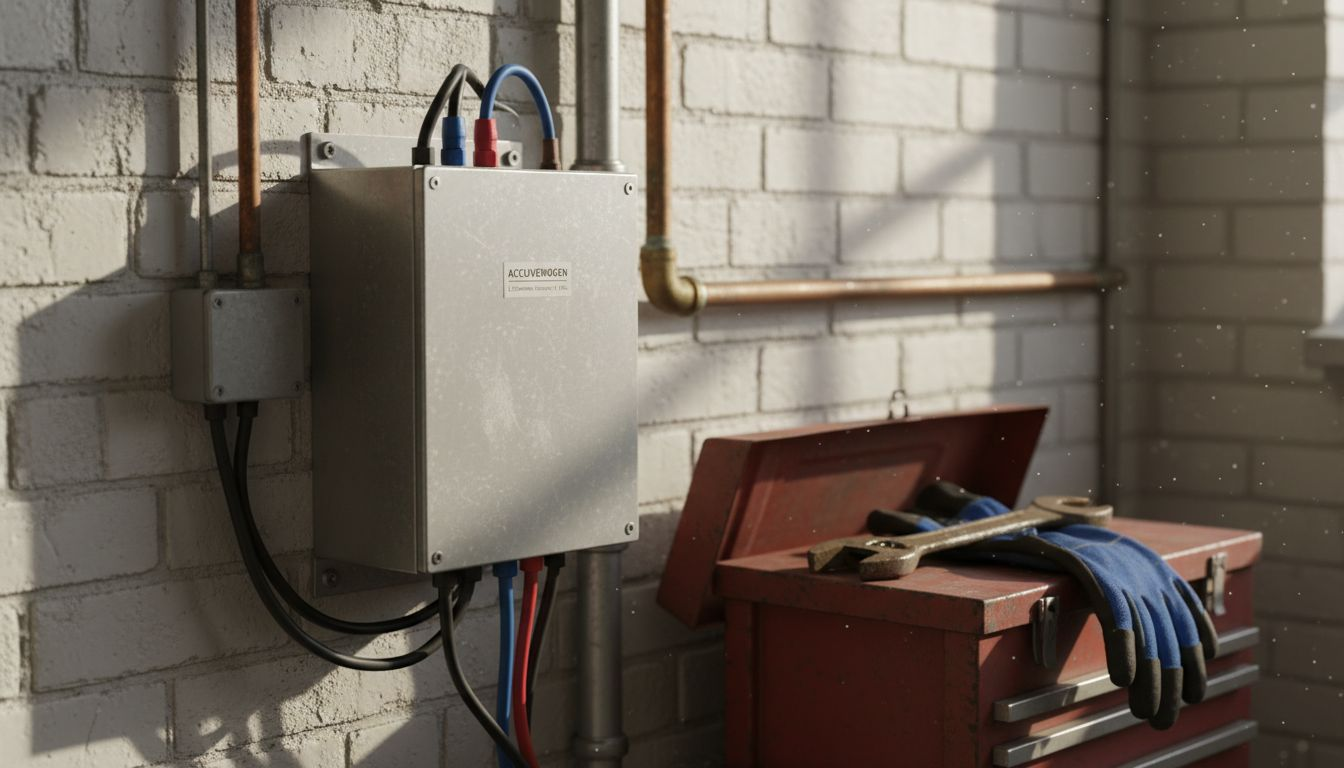 Close-up van een lithium-ion accu in de garage