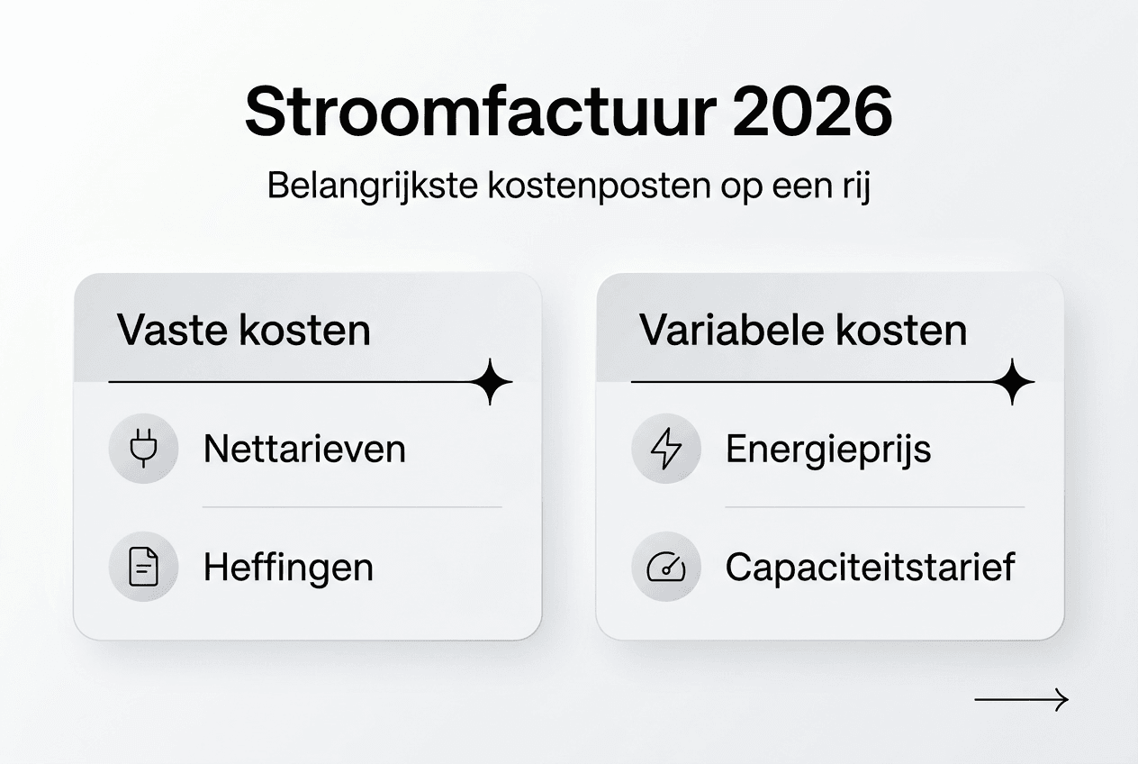 Infographic: Hoe is je stroomrekening opgebouwd? Vaste lasten en variabele kosten uitgelegd