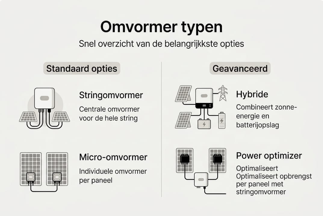 Handige infographic met een overzicht van de verschillende soorten omvormers