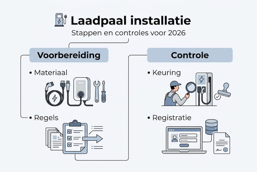 Infographic: stappenplan en aandachtspunten voor het installeren van een laadpaal