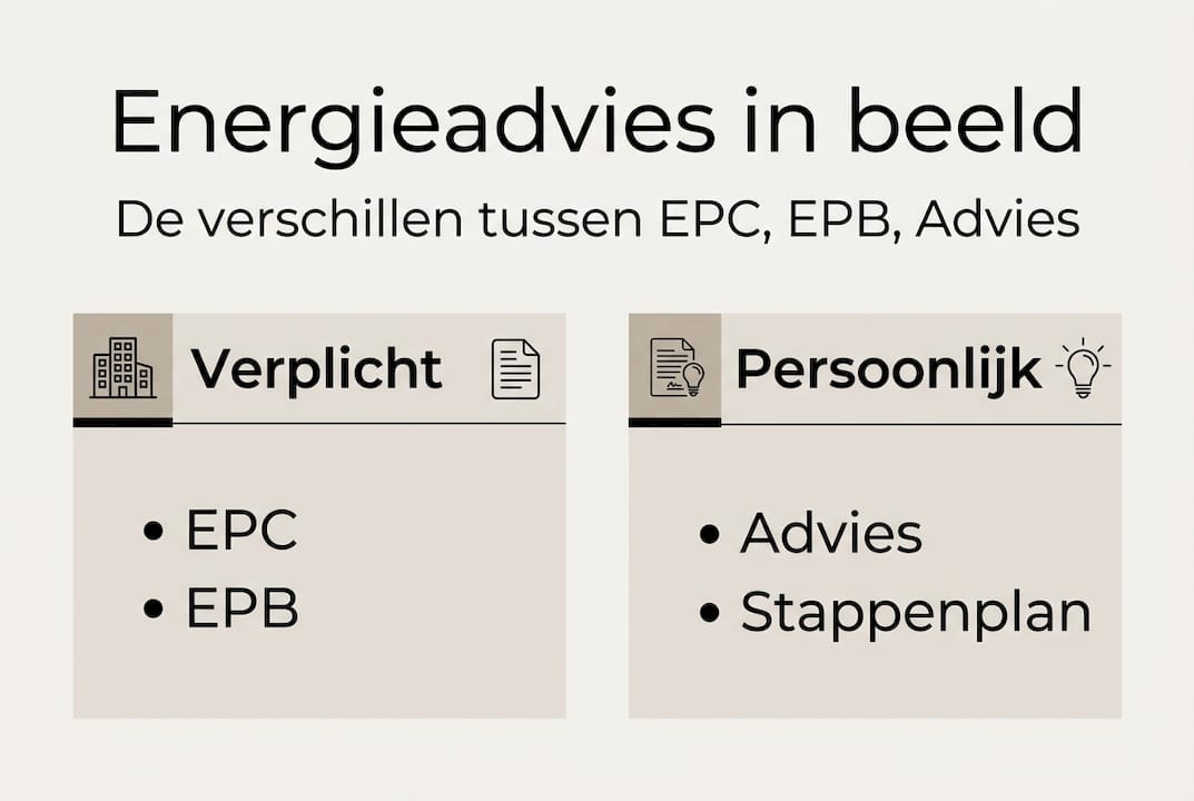 Infographic: het verschil tussen EPC en EPB uitgelegd – een helder overzicht van energieadvies