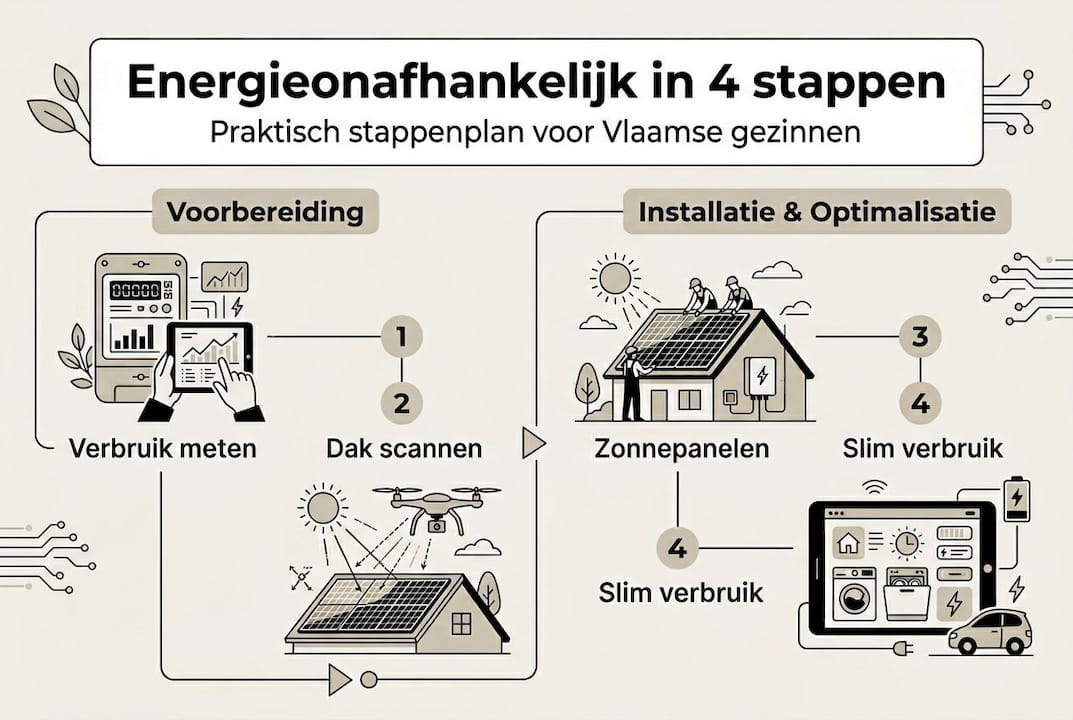 Infographic: In een paar stappen naar een energie-onafhankelijk Vlaams huishouden