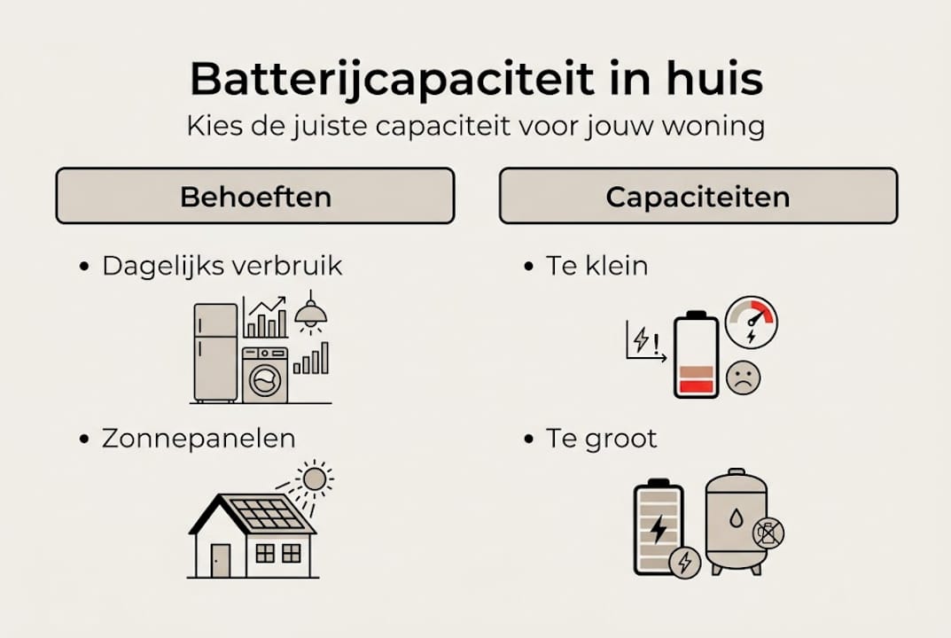 Overzichtelijke infographic: alles wat je moet weten over de capaciteit van thuisbatterijen in één oogopslag