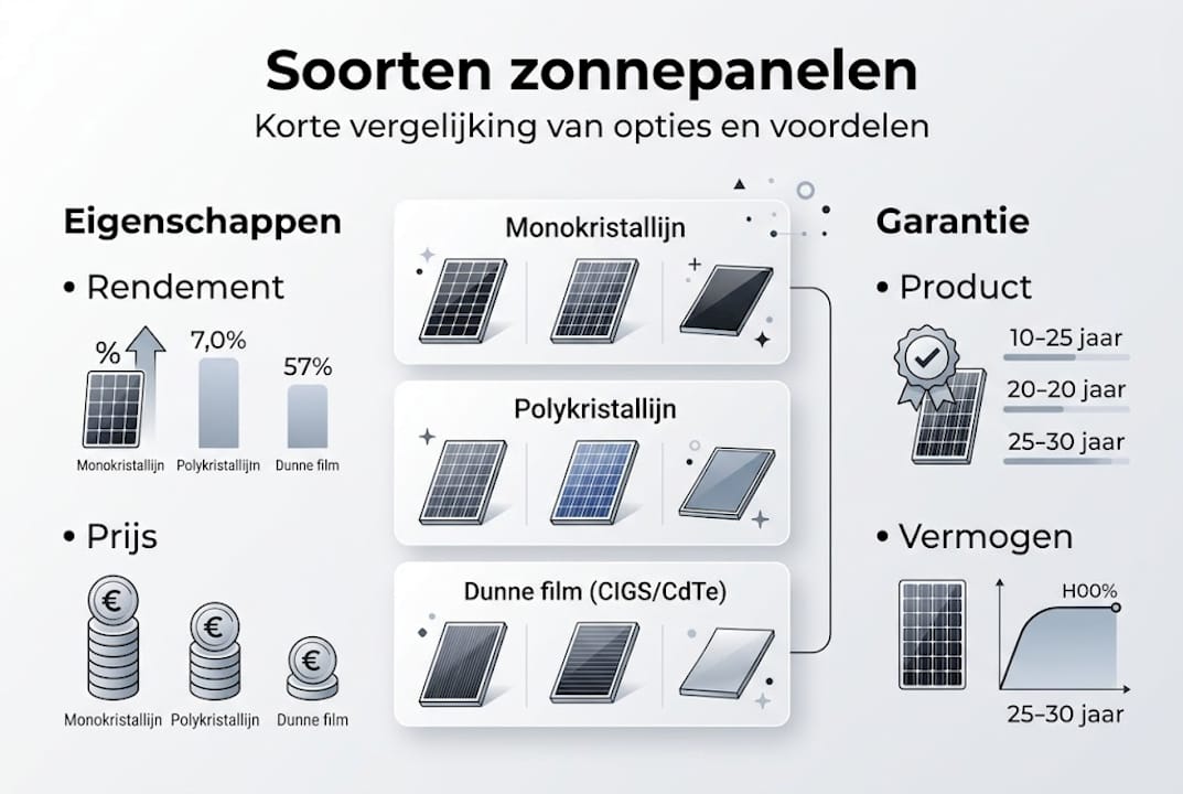 Overzicht: verschillende soorten zonnepanelen en hun voordelen in één oogopslag