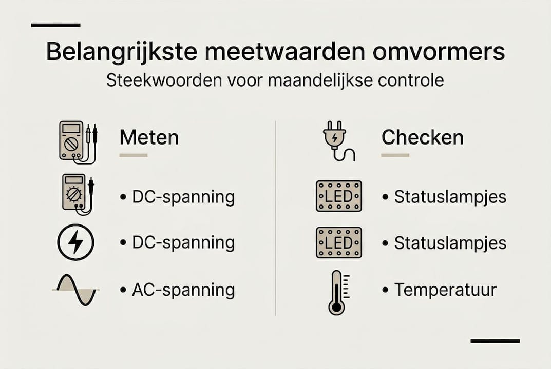 Infographic: belangrijke meetwaarden en controlepunten van omvormers
