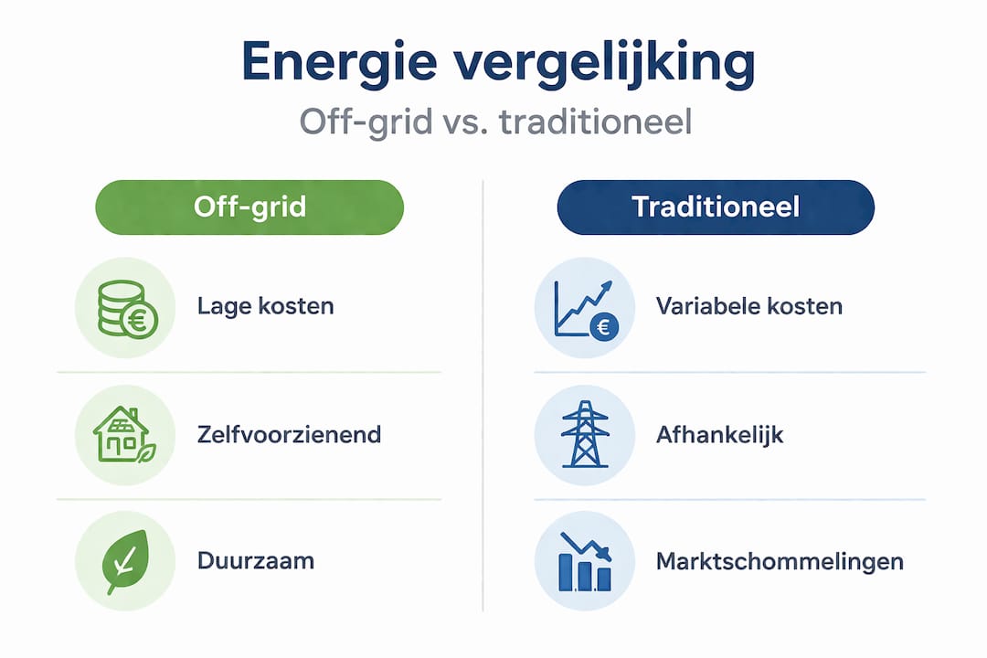 Infographic: Off-grid energieoplossingen versus het traditionele energienet