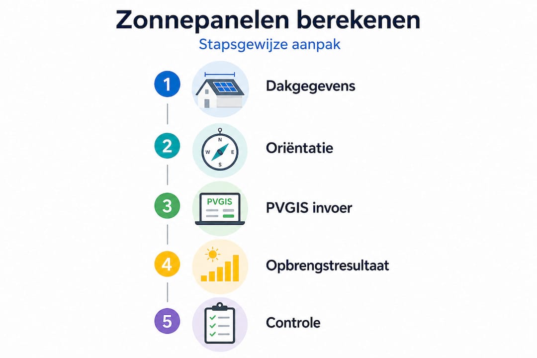 Infographic: stap-voor-stap je opbrengst met zonnepanelen berekenen
