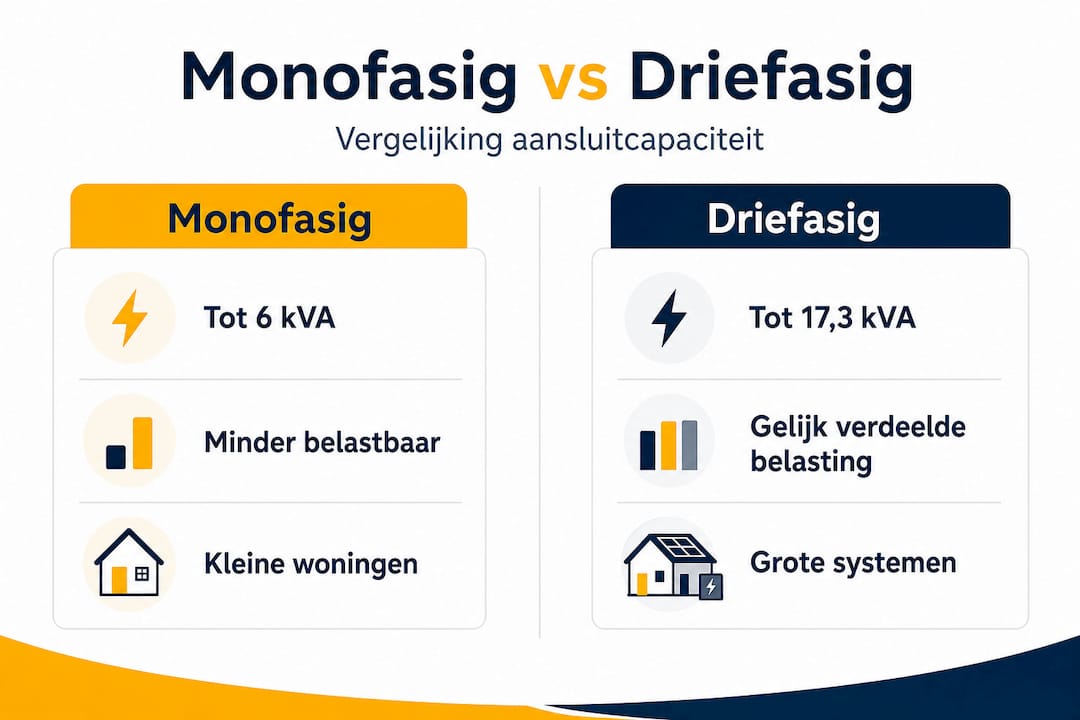 Infographic: verschillen tussen een 1-fase en een 3-fase systeem