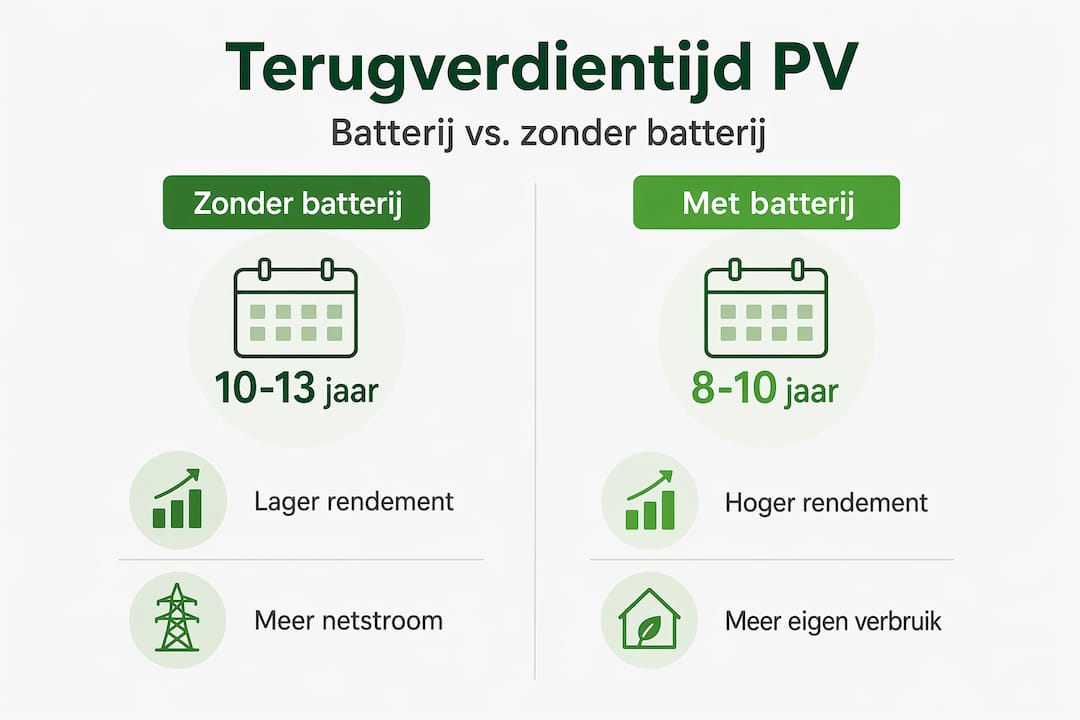 Infographic: hoe snel verdien je je investering terug met of zonder thuisbatterij?