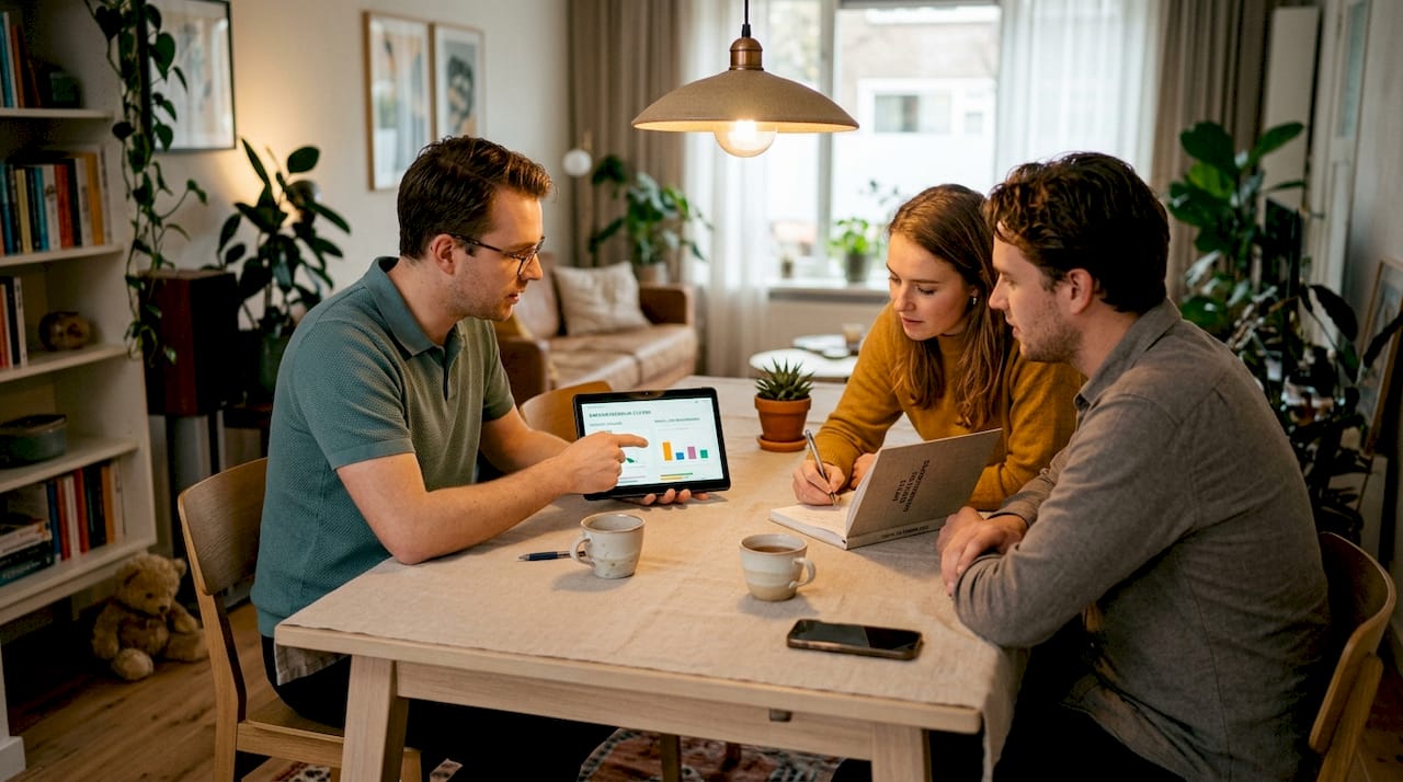 Een adviseur geeft persoonlijk energieadvies bij de mensen thuis.