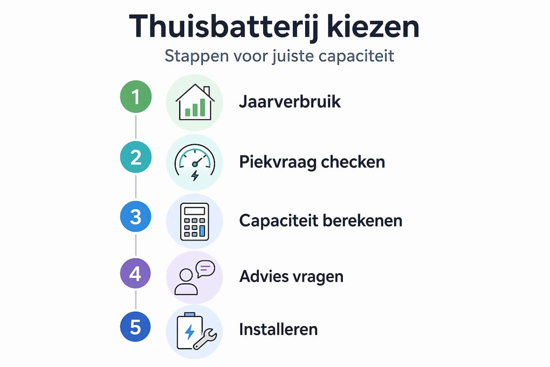 Infographic: zo bepaal je de juiste capaciteit voor je thuisbatterij – een handig stappenplan