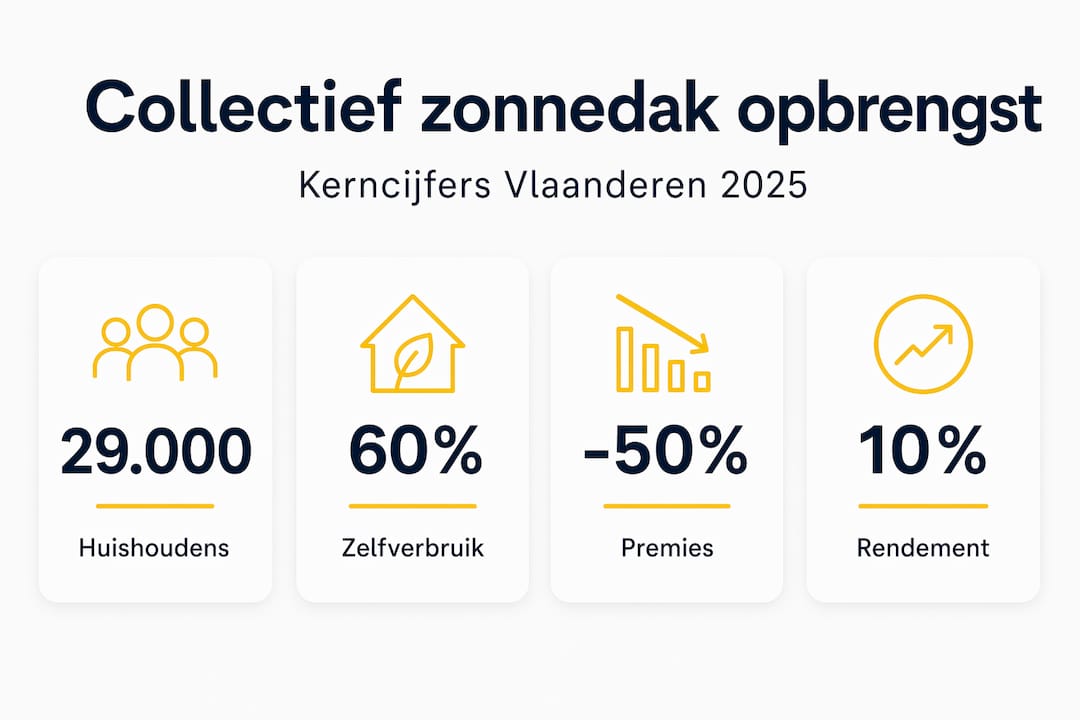 Overzichtelijke infographic met de belangrijkste cijfers over gezamenlijke zonnedaken