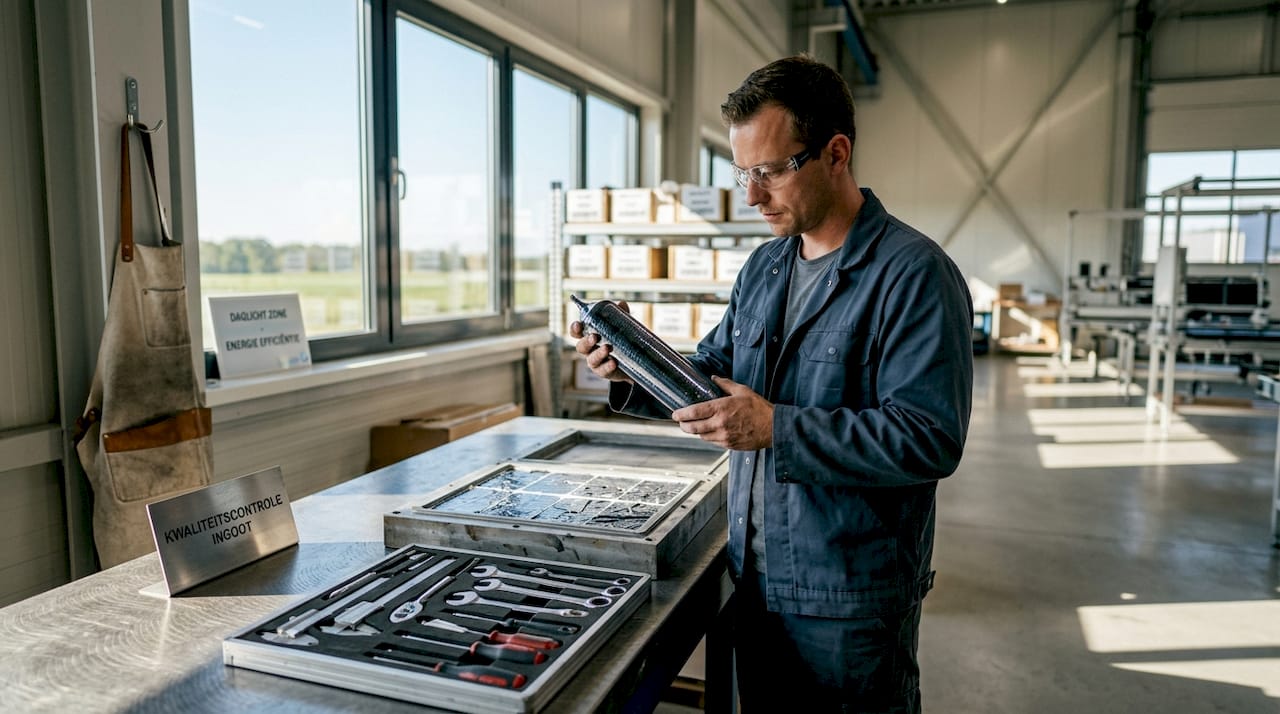 Technicus in het productieproces van mono- en polykristallijne zonnepanelen