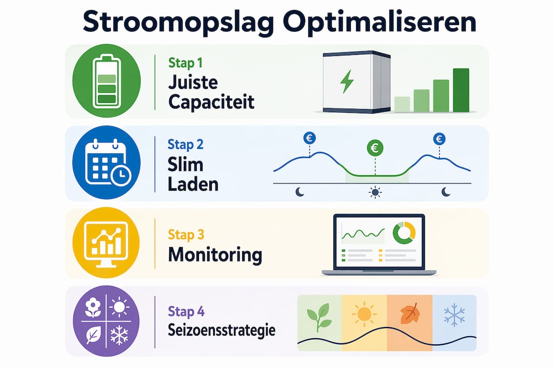 Infographic: stappenplan voor het optimaliseren van energieopslag