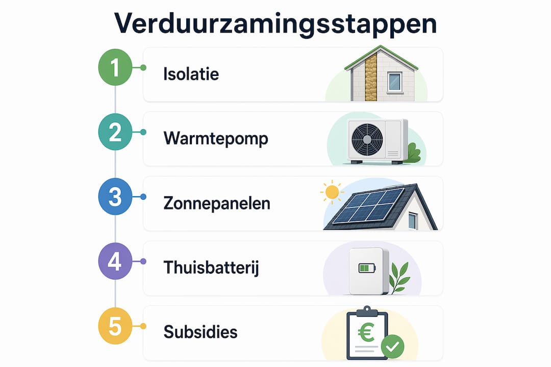 Infographic met een overzicht van stappen om je huis duurzamer te maken