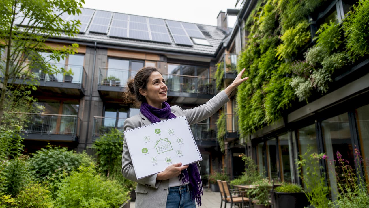Een energieadviseur komt bij mensen thuis om uit te leggen wat de voordelen zijn van zonnepanelen en hoe je daarmee flink kunt besparen op je energierekening.