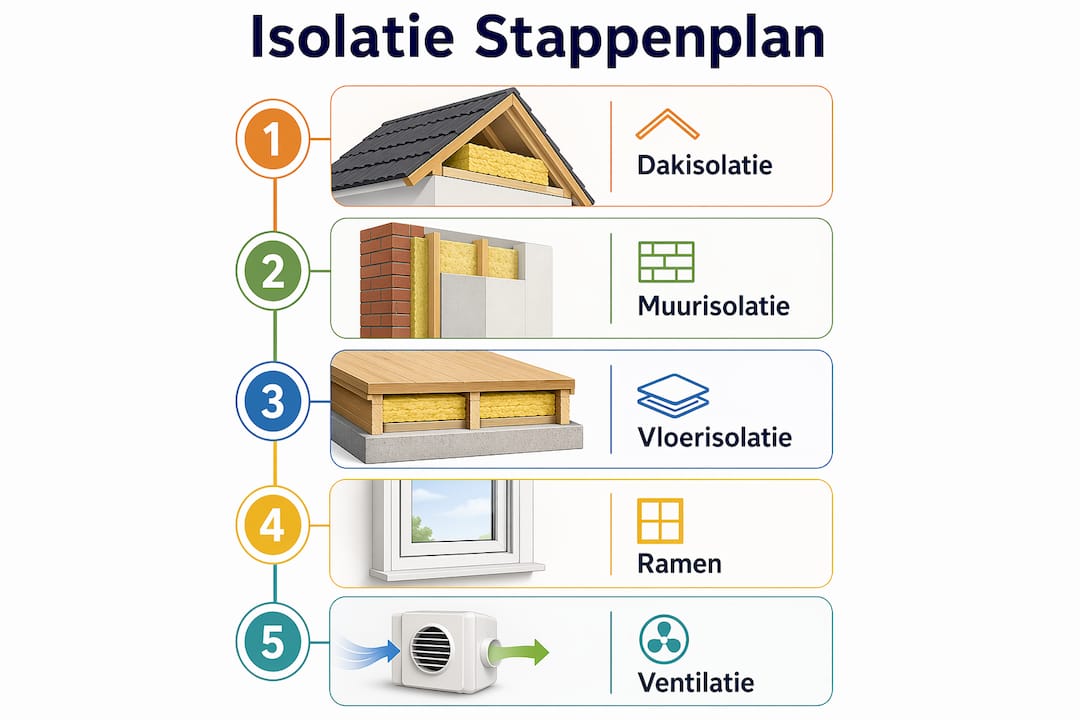 Overzichtelijke infographic met een praktisch stappenplan voor het nemen van isolerende maatregelen