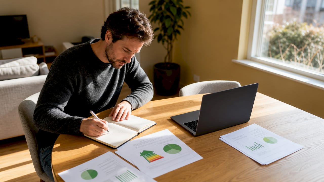 Man stelt stappenplan op voor verduurzaming van zijn woning.