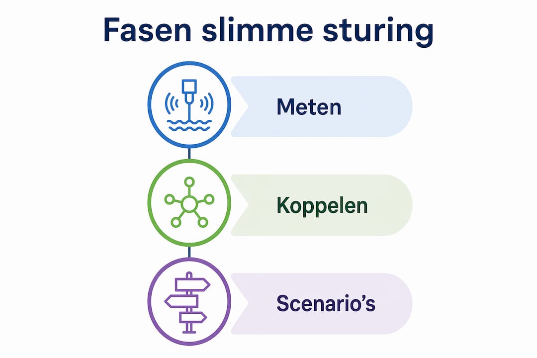 Overzichtelijke infographic met de drie stappen van een slim aansturingsproces