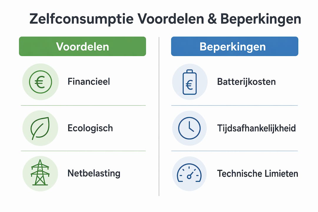 Infographic: de voordelen en beperkingen van zelf energie gebruiken op een rijtje