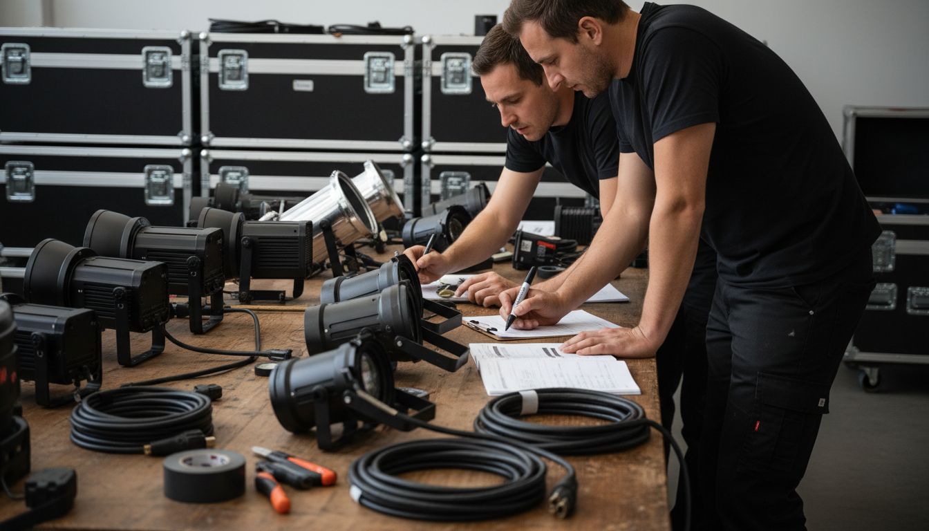 Vorbereitung der Bühnenbeleuchtungsausrüstung