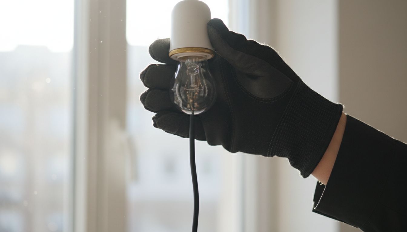 Hand beim Einsetzen der Halogenlampe in die Fassung