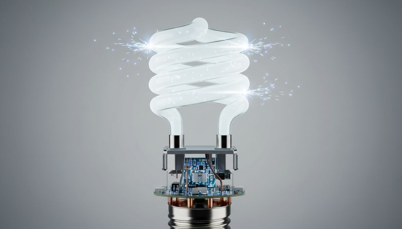 Querschnitt durch das Innere einer Kompaktleuchtstofflampe