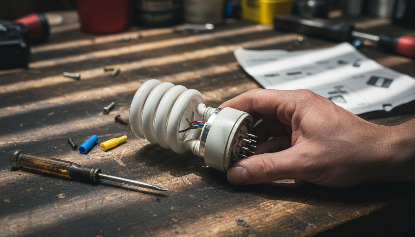 CFL lamp technical details on workbench