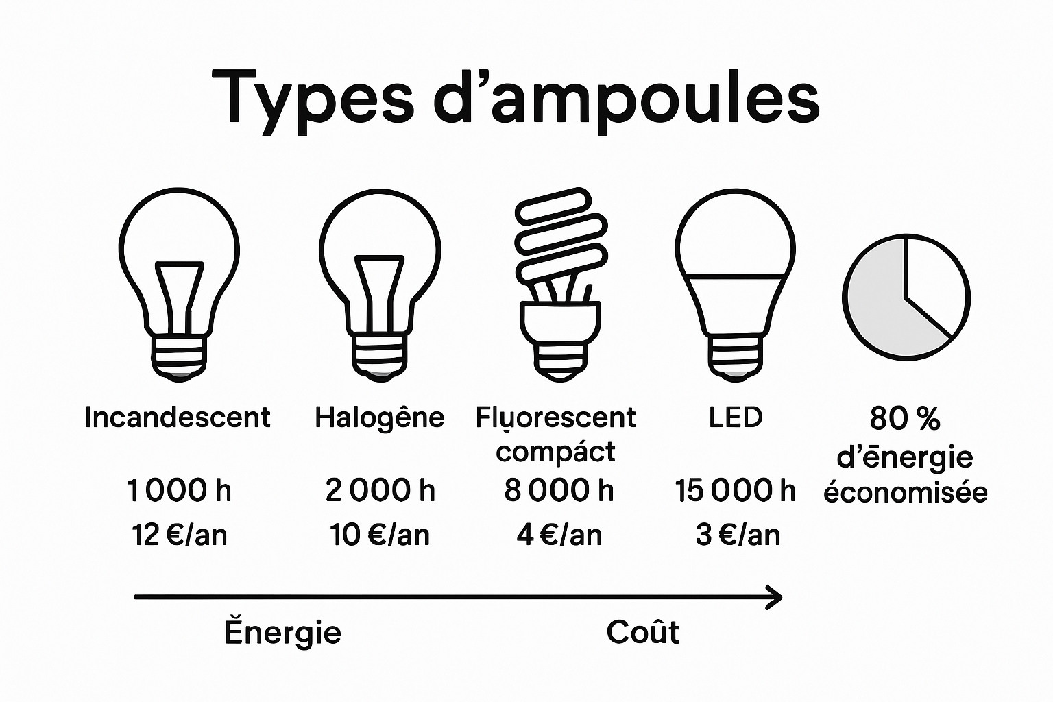 Comparatif visuel des économies d’énergie selon les types d’ampoules