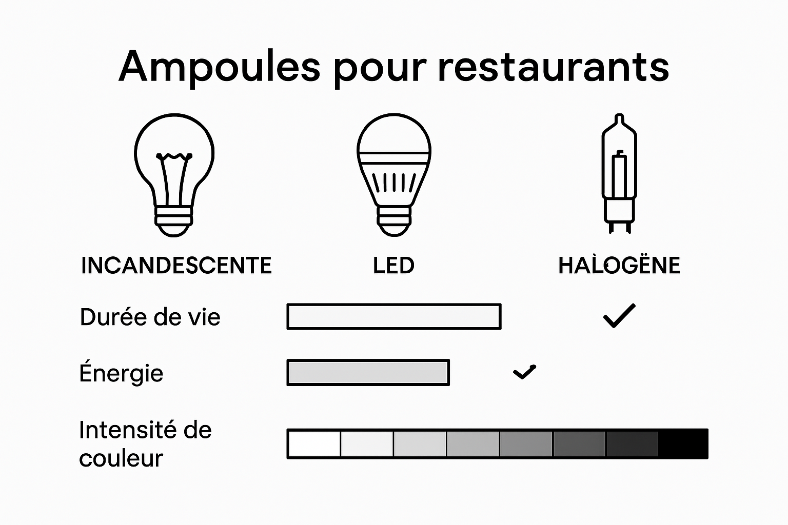 Infographie comparative des différents types d’ampoules pour les restaurants