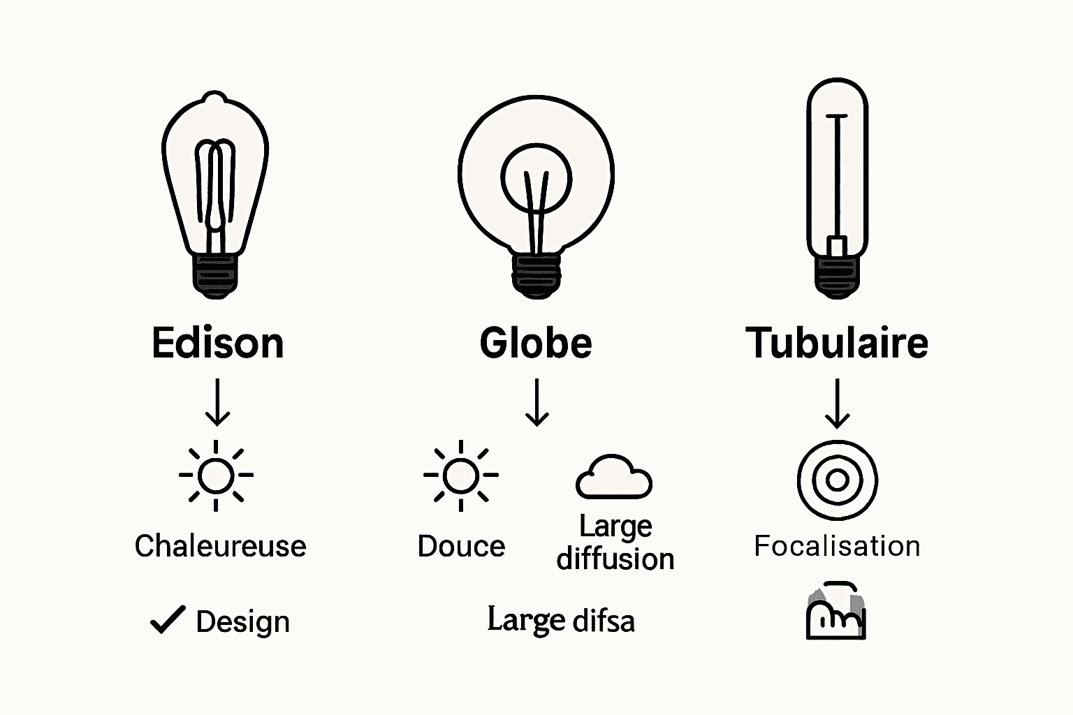 Infographie comparative des différents modèles d’ampoules rétro