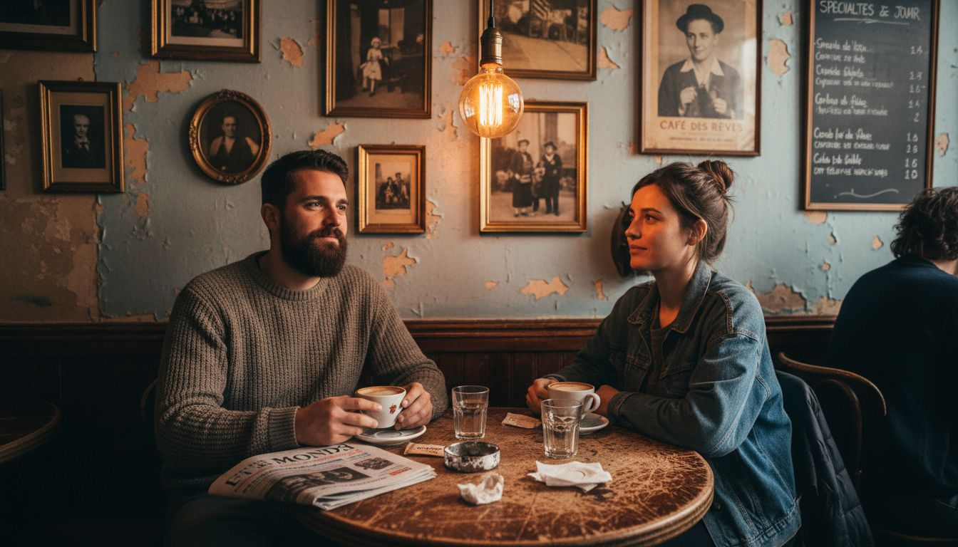 Ambiance chaleureuse de café avec lampe à filament carbone