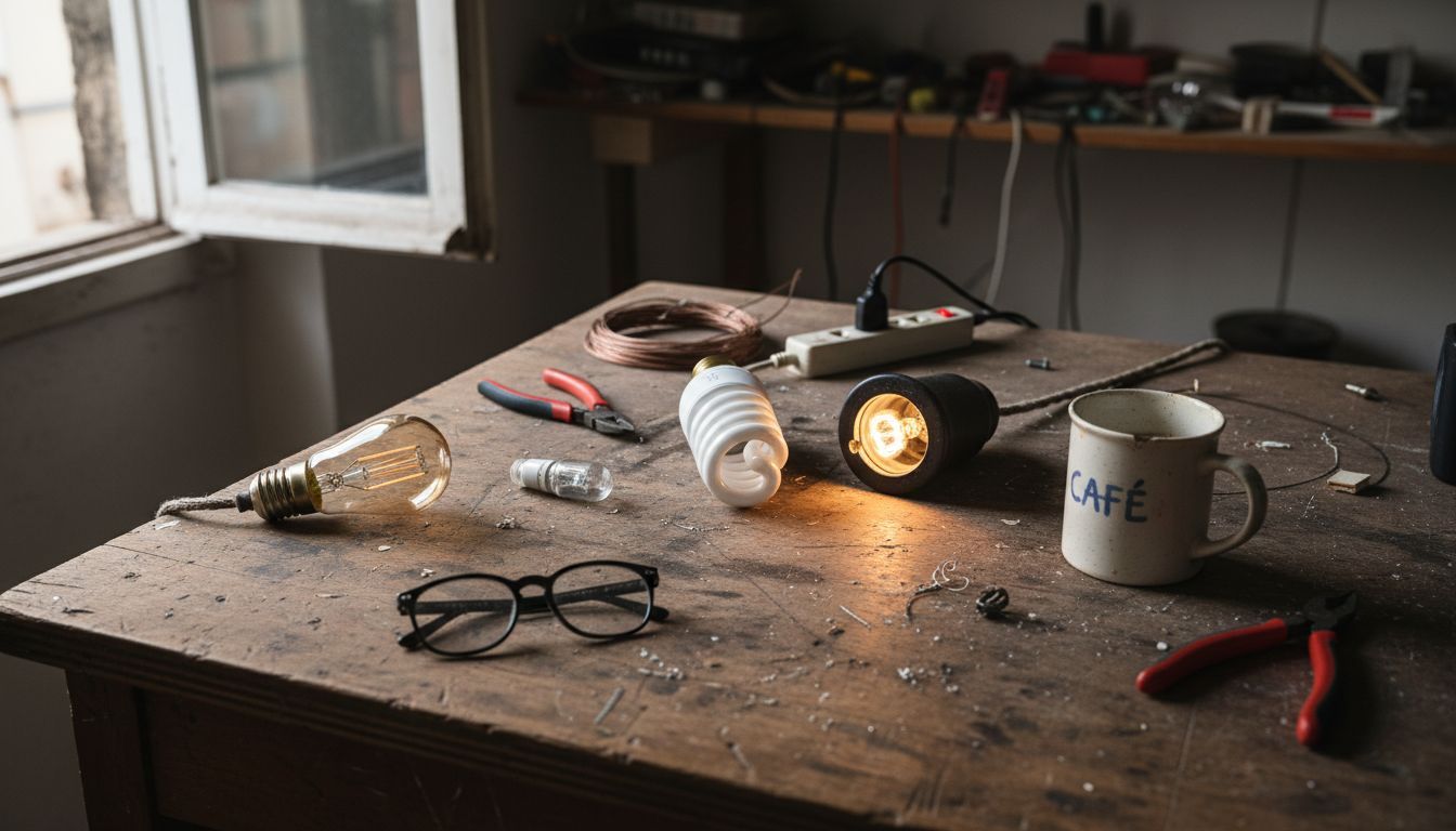 Un assortiment d’ampoules décoratives disposées sur la table