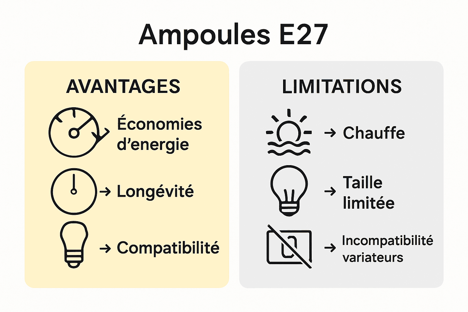 Les avantages et inconvénients des ampoules E27 : le comparatif