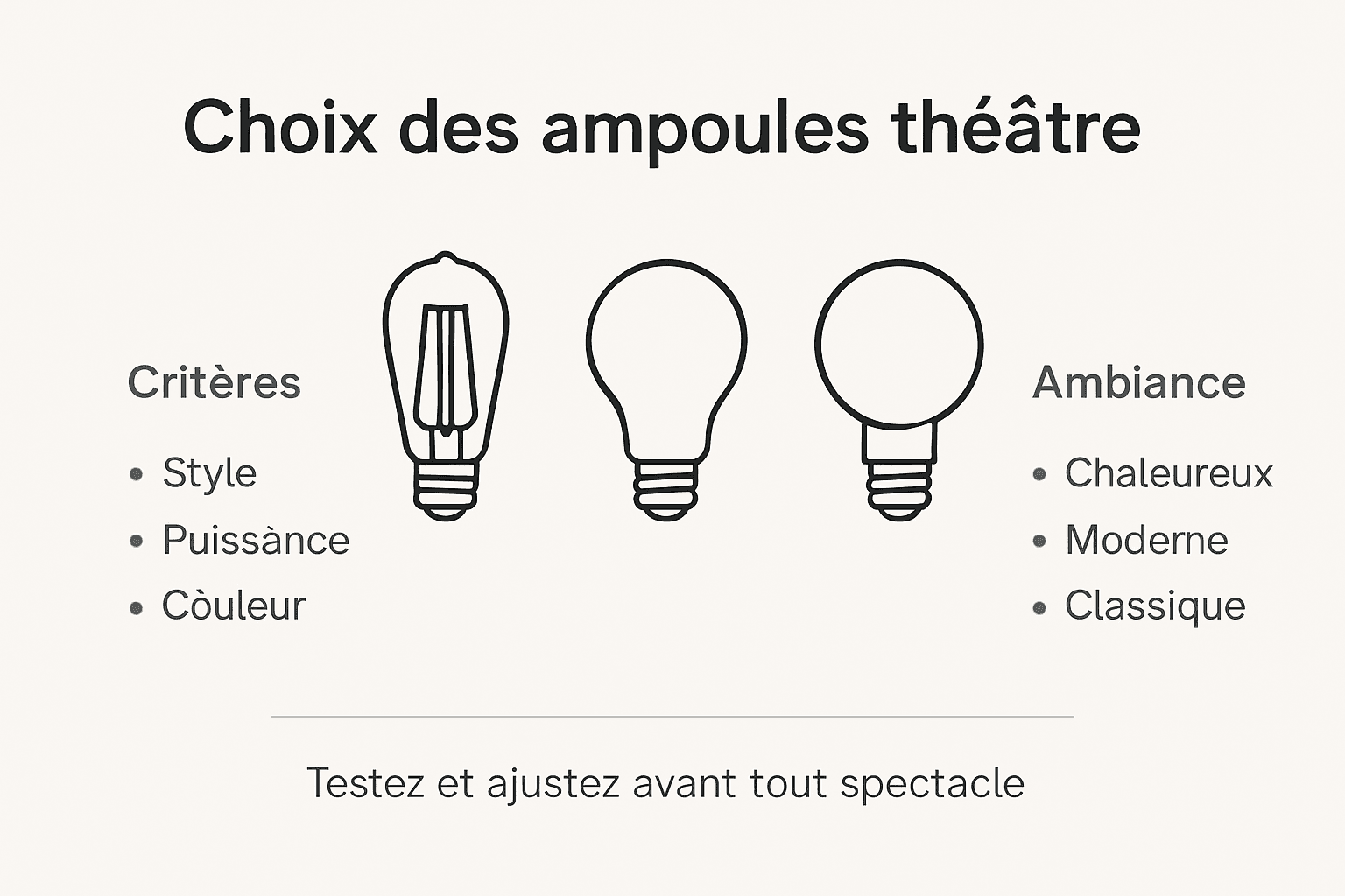 Infographie : comment choisir le type d’ampoule idéal pour votre éclairage de scène au théâtre