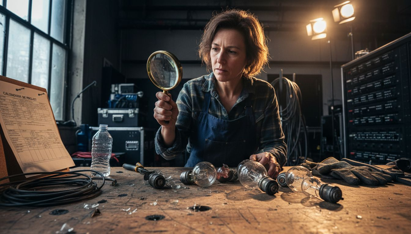 Concepteur lumière en pleine étude comparative de différentes ampoules