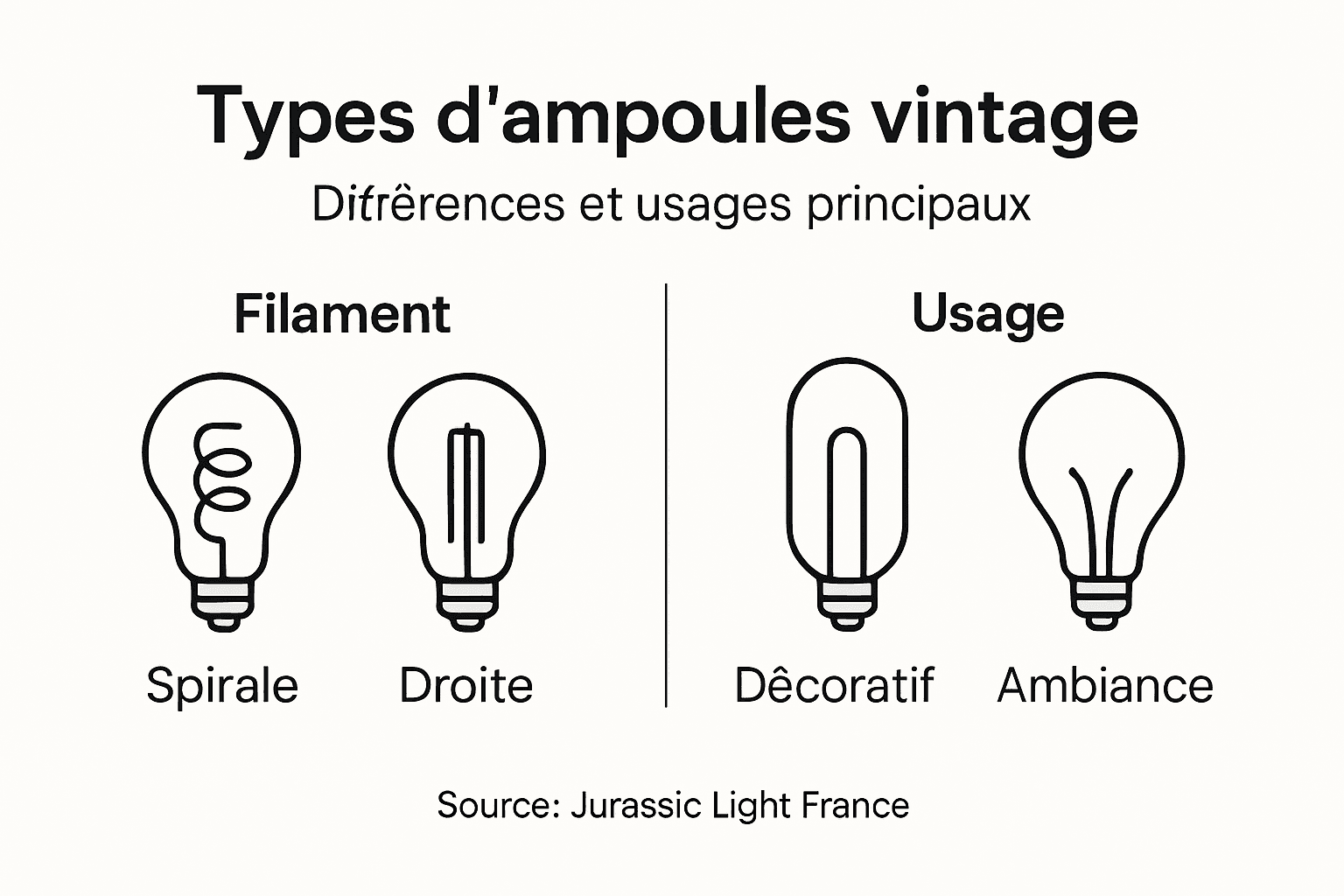 Présentation visuelle des différents styles d’ampoules rétro