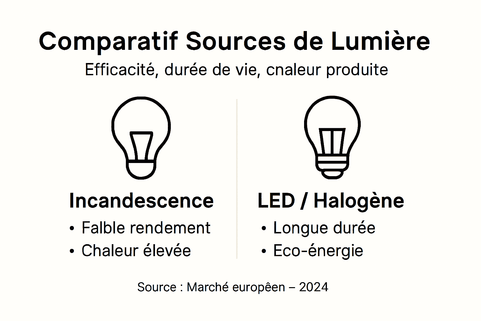 Infographie : les différences entre ampoules incandescentes, LED et halogènes passées au crible
